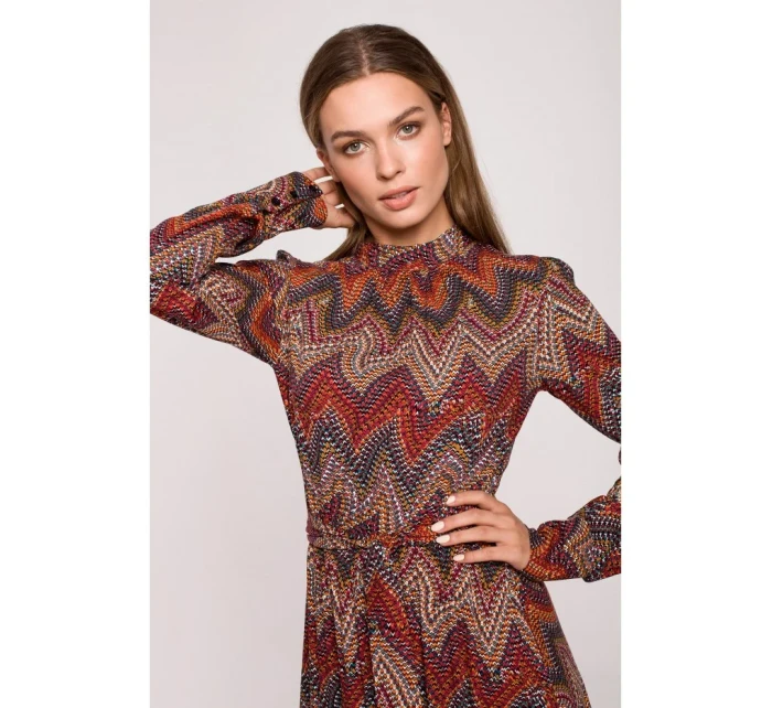 S291 Maxi šaty s aztéckým potiskem - model 1