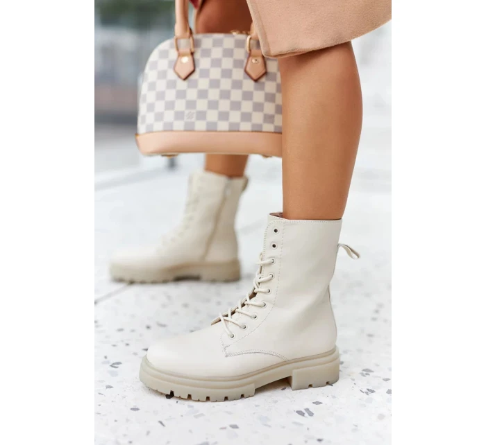 Kotníkové Ploché Workery Boty Béžové Rozelle Kotníkové Ploché Workery Boty Béžové Rozelle