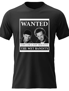 Pánské bavlněné tričko s potiskem - WANTED - černé