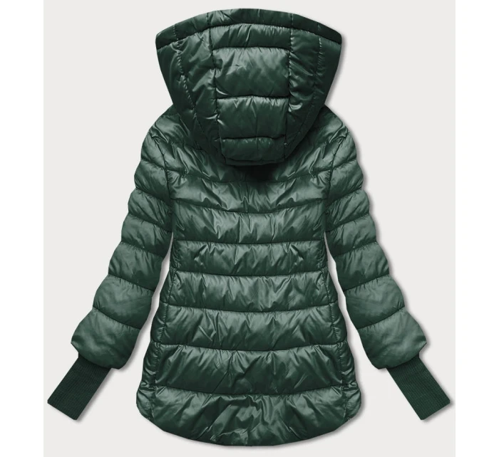 Tmavě zelená krátká dámská bunda s stahovacími lemy model 21791781 - MINORITY