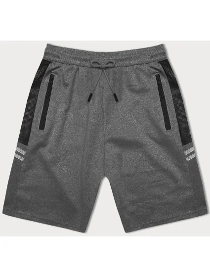 Tmavě šedé pánské kraťasy s vsadkami model 18598124 - J.STYLE Tmavě šedé pánské kraťasy s vsadkami model 18598124 - J.STYLE