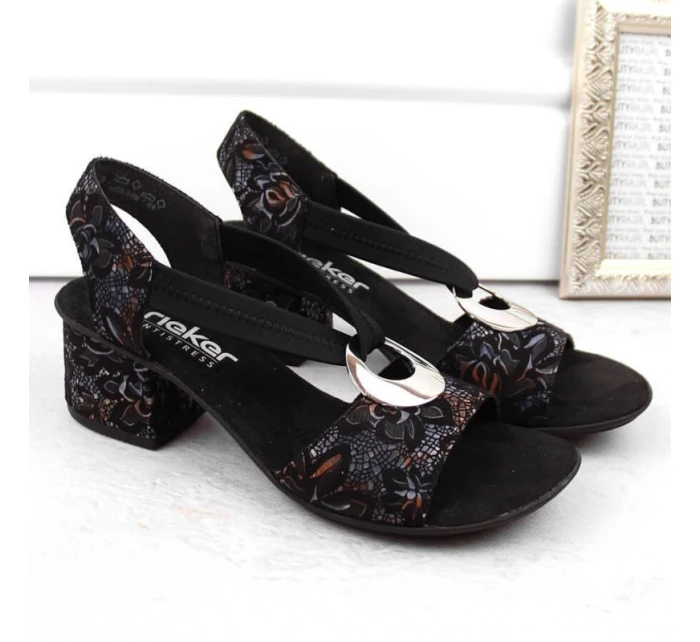 Pohodlné černé sandály Rieker W RKR679