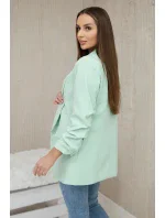 Bunda s klopou elegantní světlá máta Bunda s klopou elegantní světlá máta