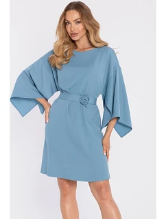 model 22040621 Šaty s ozdobnými širokými rukávy nebesky modré - Moe