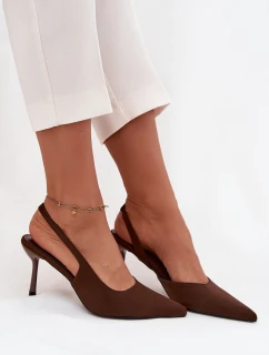 Dámské lodičky s otevřenou patou Lenira – čokoládové