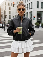 Dámská kožená bunda bomber černá FashionStreet TY5595