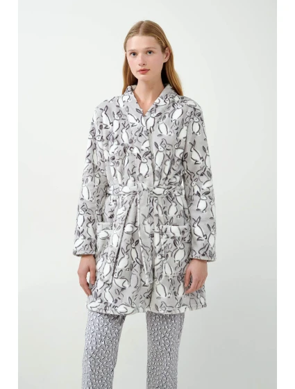 Šedý župan s potiskem model 20516642 - Vamp Šedý župan s potiskem model 20516642 - Vamp