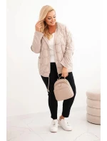 Dámská mikina Plus Size bavlněná na zip béžová