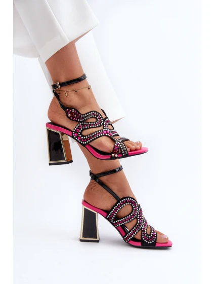 Ozdobené Dámské Sandály Na Podpatku D&A model 21660322 Černé - S.Barski