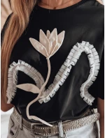 Dámské tričko oversize s 3D efektem černá model 21983071 - Dstreet