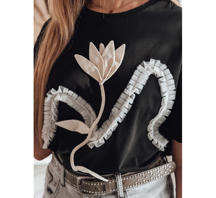 Dámské tričko oversize s 3D efektem černá model 21983071 - Dstreet