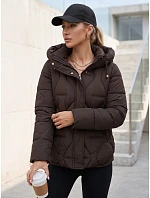 Kurtka damska zimowa pikowana z kapturem brązowe model 22350707 - FashionStreet Kurtka damska zimowa pikowana z kapturem brązowe model 22350707 - FashionStreet