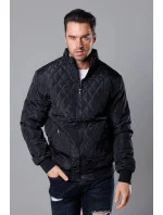 Černá pánská prošívaná bunda se stahovacími lemy model 18347930 - J.STYLE Černá pánská prošívaná bunda se stahovacími lemy model 18347930 - J.STYLE