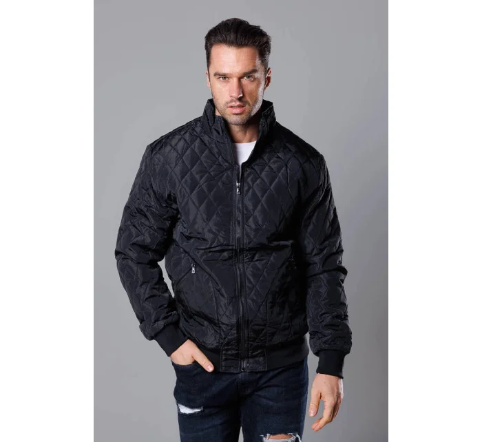 Černá pánská prošívaná bunda se stahovacími lemy model 18347930 - J.STYLE Černá pánská prošívaná bunda se stahovacími lemy model 18347930 - J.STYLE