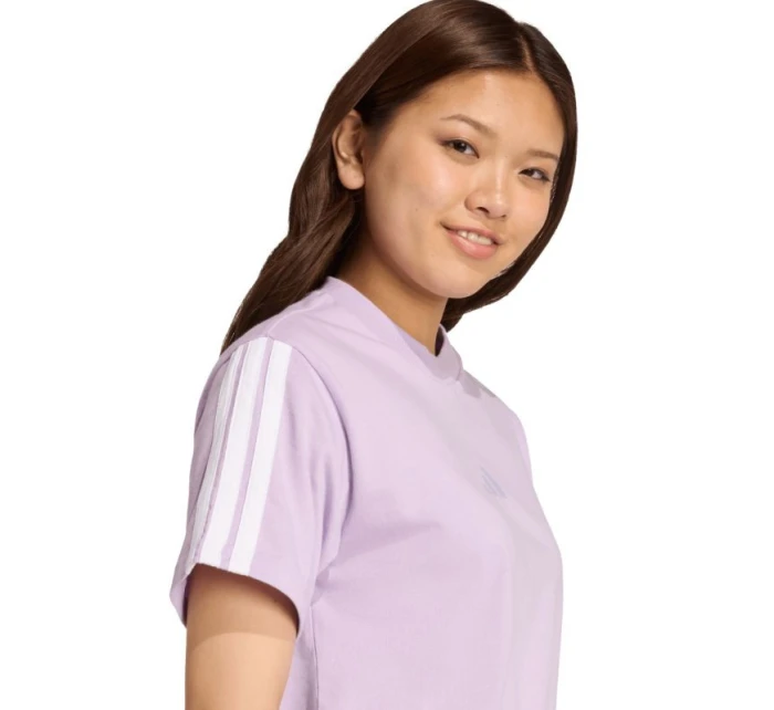 Dámské bavlněné tričko adidas Essentials 3-Stripes světle fialové JV7362 Dámské bavlněné tričko adidas Essentials 3-Stripes světle fialové JV7362