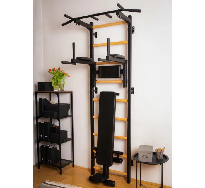 GYMNASTICKÝ ŽEBŘÍK SE CVIČEBNÍ TYČÍ, ZÁBRADLÍM A LAVIČKOU 723B