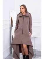 Zateplené šaty s delšími stranami mocca Zateplené šaty s delšími stranami mocca