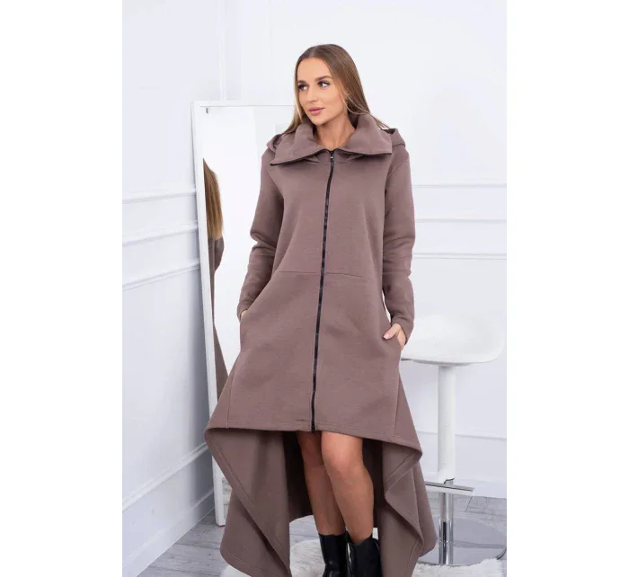 Zateplené šaty s delšími stranami mocca Zateplené šaty s delšími stranami mocca