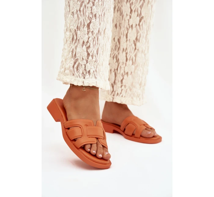 Dámské pantofle na plochém podpatku oranžové model 21900515 - Boto