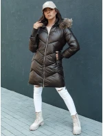 Dámská prošívaná zimní bunda z umělé kožešiny s kapucí LAGOON hnědá FashionStreet TY4500