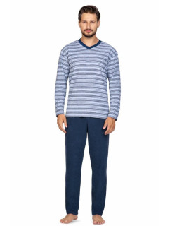 Pánské froté pyžamo model 17517676 modré s pruhy - Regina