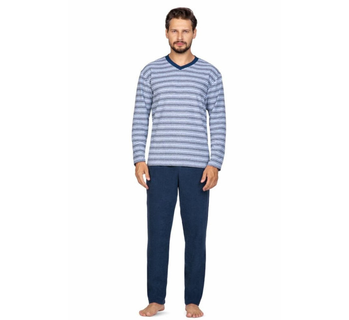 Pánské froté pyžamo model 17517676 modré s pruhy - Regina