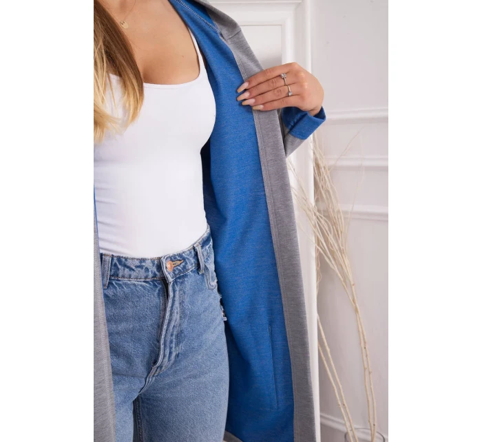 Dvoubarevná pláštěnka s kapucí chrpová+šedá