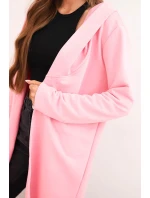 Dámská bavlněná bunda s kapucí a prodlouženým předním dílem světle růžová Dámská bavlněná bunda s kapucí a prodlouženým předním dílem světle růžová