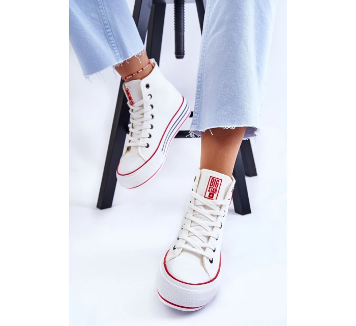 Dámské vysoké textilní tenisky na platformě Big Star model 21608464 Bílá - Big Star Shoes Dámské vysoké textilní tenisky na platformě Big Star model 21608464 Bílá - Big Star Shoes