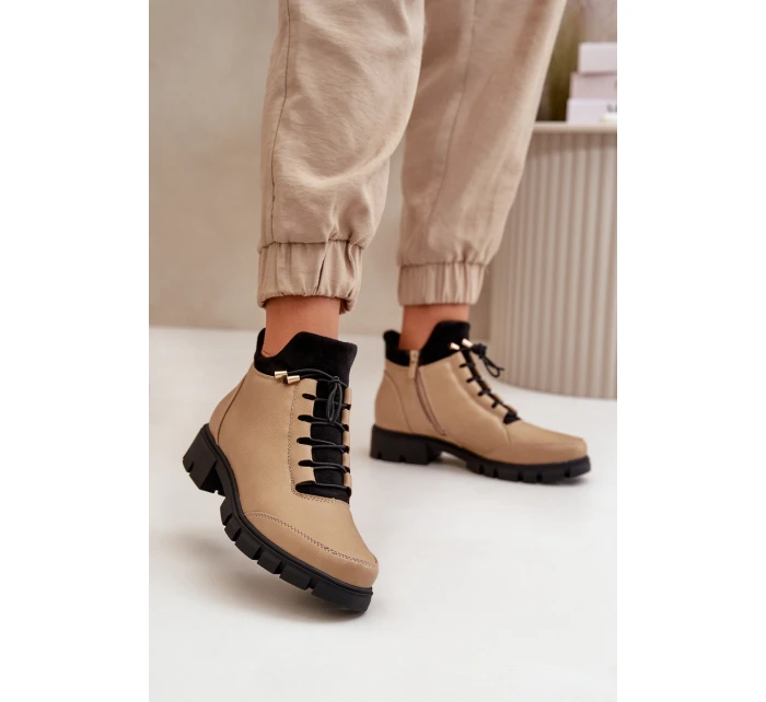 Nízké dámské boty z ekologické kůže béžové model 21668889 - Boto Nízké dámské boty z ekologické kůže béžové model 21668889 - Boto