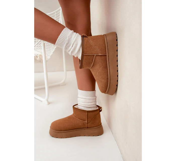 Dámské Sněhule Na Platformě Zateplené Kožíškem Camel model 21705239 - Boto Dámské Sněhule Na Platformě Zateplené Kožíškem Camel model 21705239 - Boto