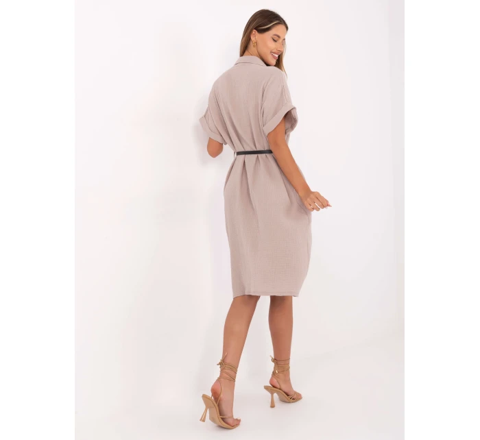 Sukienka MI SK model 21199544 ciemny bezowy - FPrice Sukienka MI SK model 21199544 ciemny bezowy - FPrice