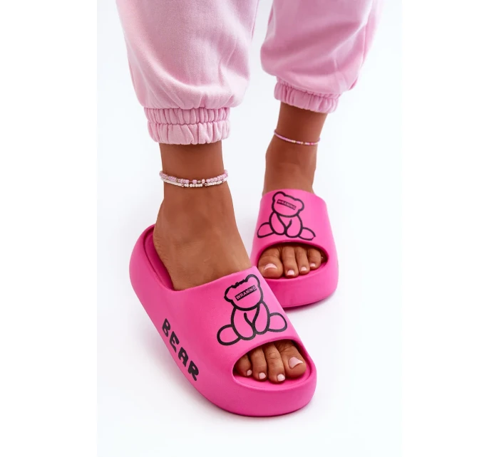 Dámské pěnové pantofle na masivní podrážce s medvídkem Fuchsia Lamira Dámské pěnové pantofle na masivní podrážce s medvídkem Fuchsia Lamira