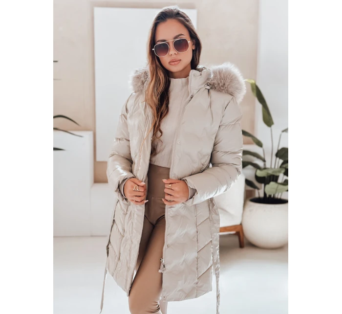 Dámská zimní bunda CASSERIE prošívaná s kapucí světle béžová FashionStreet TY4926