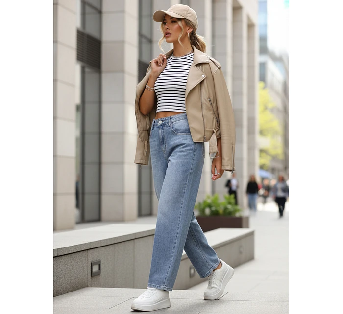 Dámské baggy džíny s vysokým pasem modré FashionStreet UY2927