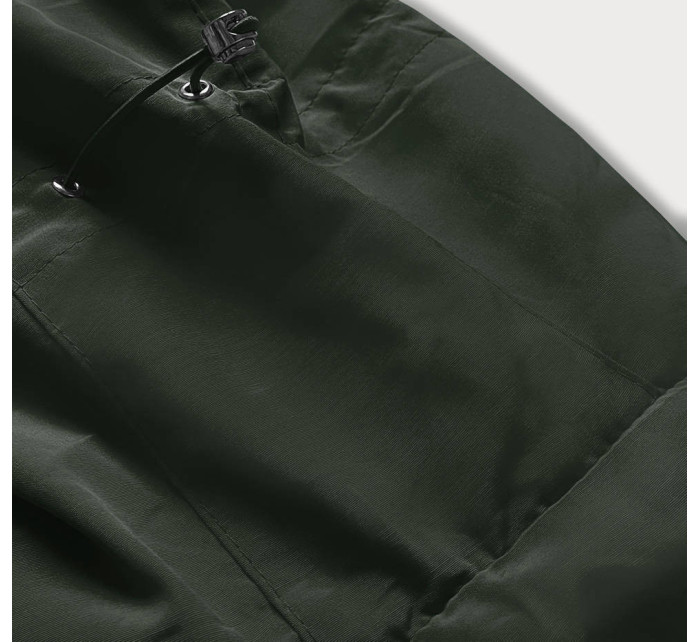 Dámská zimní bunda parka v army barvě s kožešinovou podšívkou (M-21501)