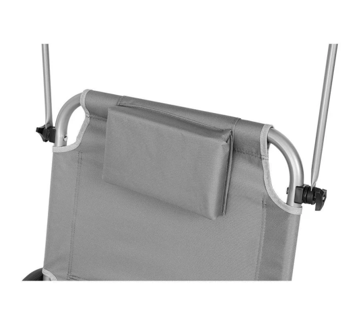 Skládací plážové lehátko se stříškou na kolečkách 116x62x62-90CM šedé Skládací plážové lehátko se stříškou na kolečkách 116x62x62-90CM šedé