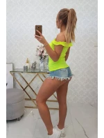 Španělská halenka s volánky žlutá neonová