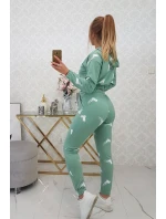 Sada s potiskem pistole tmavě mátová