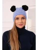 Fleecová čepice 2 bambulky K291 modrá Fleecová čepice 2 bambulky K291 modrá