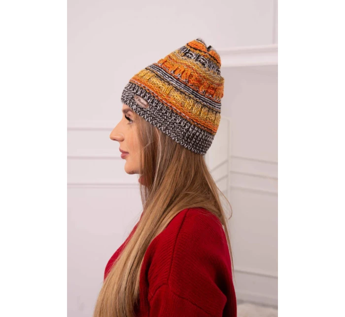 Čepice s fleecem Patrycja K254 oranžová+černá Čepice s fleecem Patrycja K254 oranžová+černá