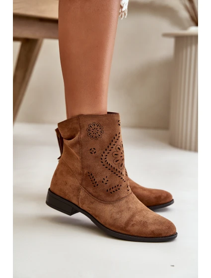 Dámské Nízké Botky S Na Zip Hnědé model 21668070 - Boto
