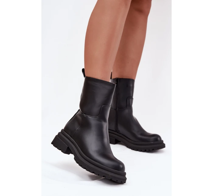 Dámské kotníkové boty na platformě a nízkém podpatku černé model 21707368 - Boto Dámské kotníkové boty na platformě a nízkém podpatku černé model 21707368 - Boto