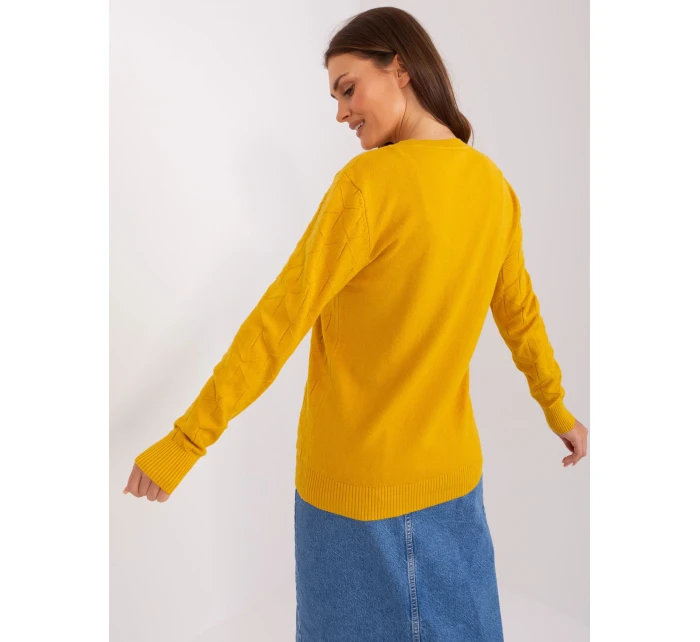 Sweter AT SW model 18884818 ciemny żółty - FPrice Sweter AT SW model 18884818 ciemny żółty - FPrice