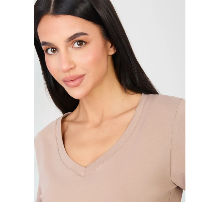 T shirt RV TS model 21888893 ciemny bezowy - FPrice T shirt RV TS model 21888893 ciemny bezowy - FPrice