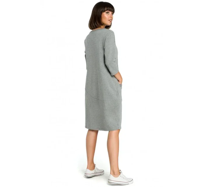 B083 Oversized šaty s přední kapsou - královská modř