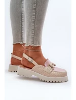 Dámské sandály na plochém podpatku s ozdobou Béžová D&A Dámské sandály na plochém podpatku s ozdobou Béžová D&A