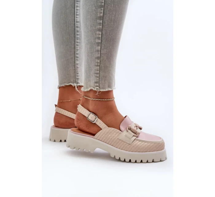 Dámské sandály na plochém podpatku s ozdobou Béžová D&A Dámské sandály na plochém podpatku s ozdobou Béžová D&A