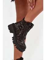 Dámské botky Artiker – černá/zlatá ozdobou, zateplené Dámské botky Artiker – černá/zlatá ozdobou, zateplené