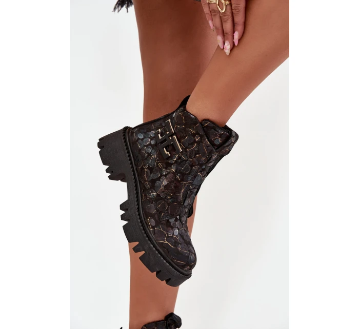 Dámské botky Artiker – černá/zlatá ozdobou, zateplené Dámské botky Artiker – černá/zlatá ozdobou, zateplené